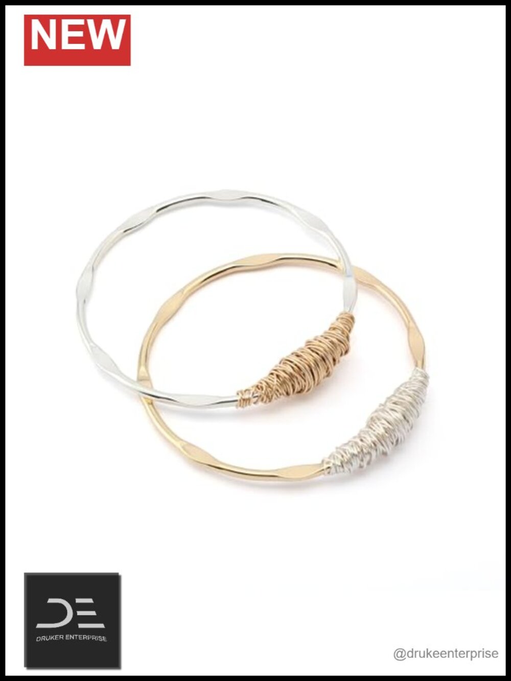 Wire Wrapped Sculpted Bangle Bracelet Set